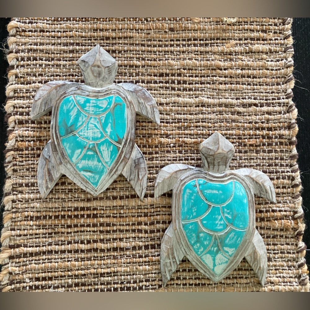 Hand crafted Set of 2 wooden Turtles